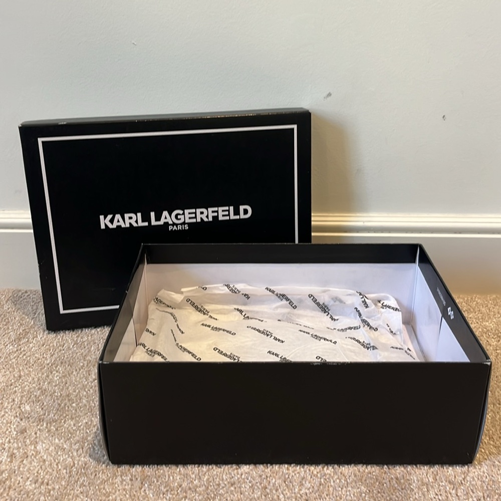 NEW Karl Lagerfeld Paris, Black Leather Ankle Boots, Size 9.5 - Picture 2 of 10